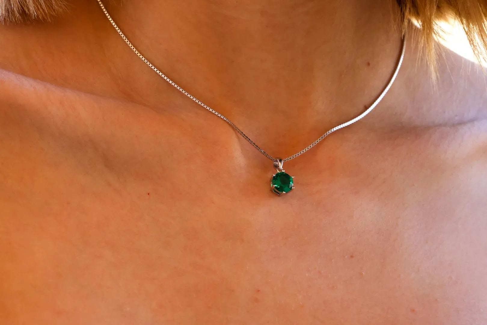 2 Carat Emerald Pendant Necklace - Emerald Necklace - Emerald Jewelry May Birthstone - Birthday Gift for Her - 55th Anniversary - Christmas Gems