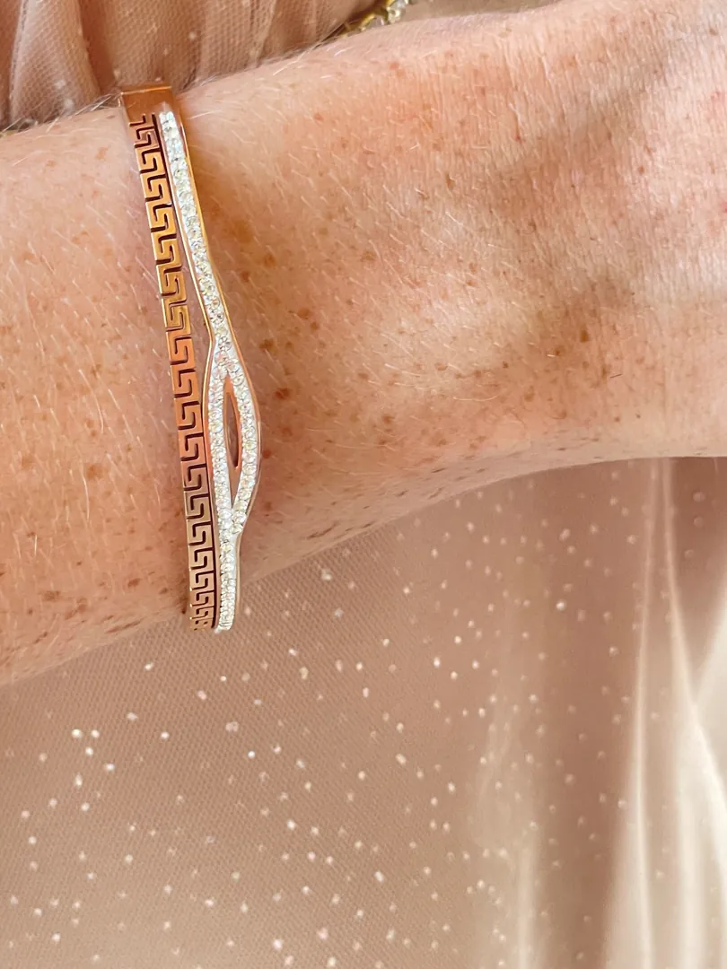 Made in Greece Greek Key Bracelet Bangle Handmade Meander Jewelry gift ideas 18k Gold