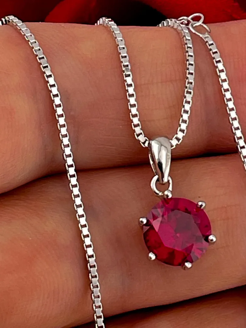 2 carat Ruby Pendant Necklace - Ruby Necklace - Ruby Jewelry July Birthstone Red Ruby Jewelry - Birthday gift for her Anniversary Christmas