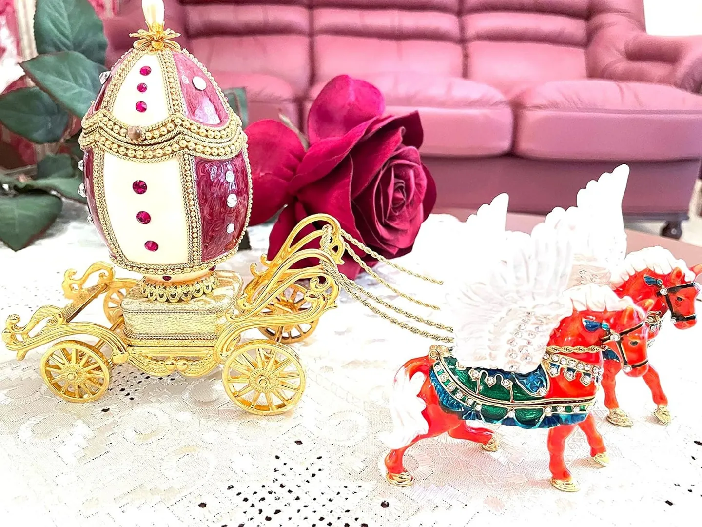New Year's 2001 Faberge Egg, Christmas Gift, Vintage, One of a Kind, Fabergé Egg, 22nd Anniversary Gift for Her, 22-Year-Old Gift Ideas, Birthday.