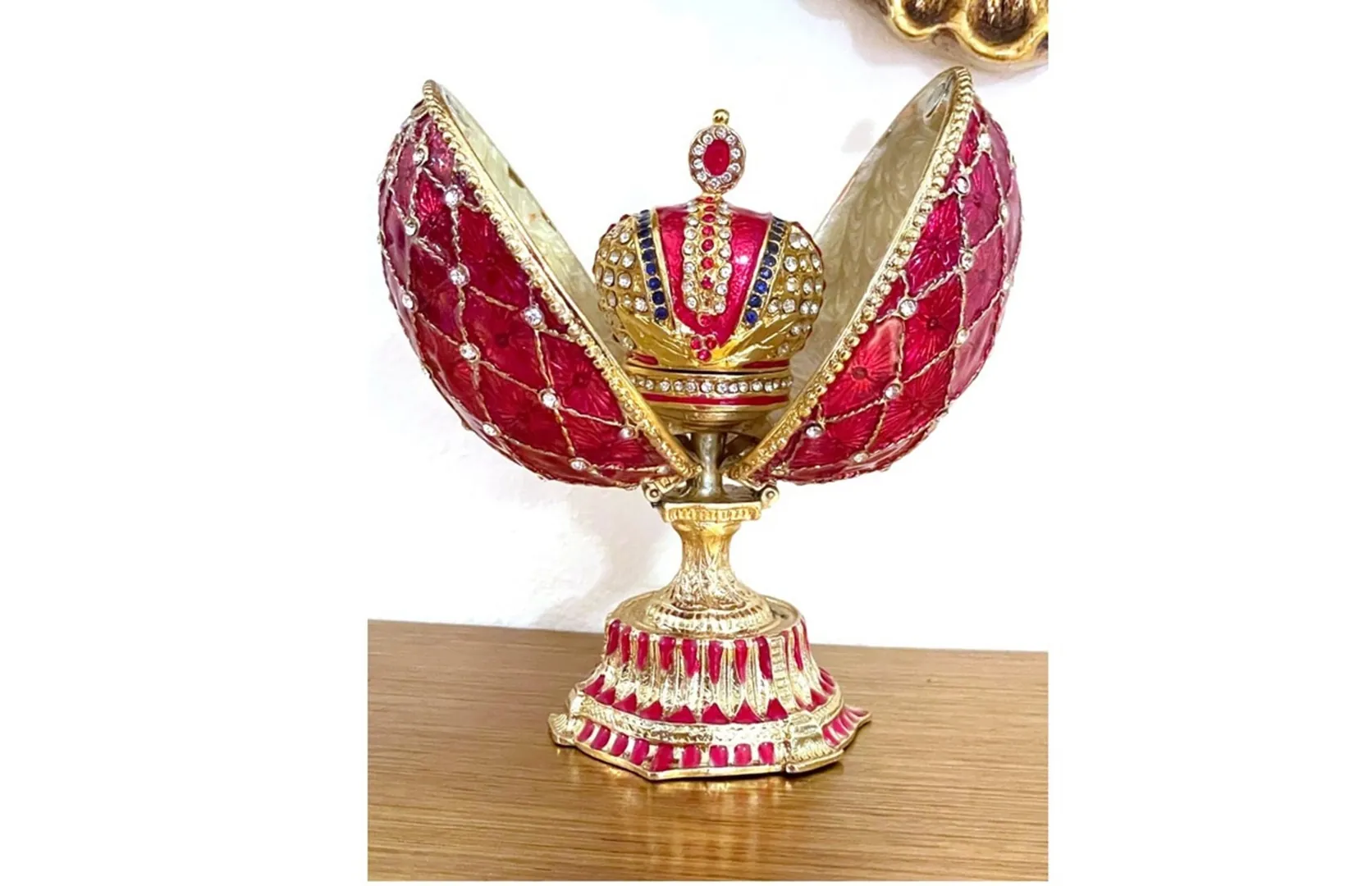 2011 Kate Middleton Fabergé Egg Sapphire Egg Fabergé Egg Music Box PLUS NATURAL Sapphire Diamond Pendant Something Blue Bride Gift HANDMADE