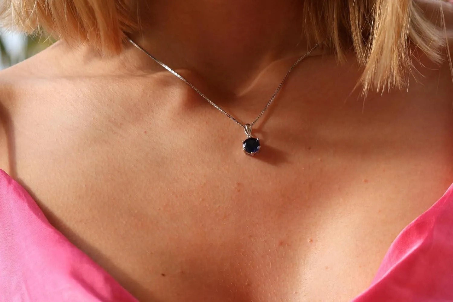 2 Carat Sapphire Pendant Necklace - Sapphire Necklace - Sapphire Jewelry September Birthstone Blue Sapphire Jewelry - Birthday Gift for Her