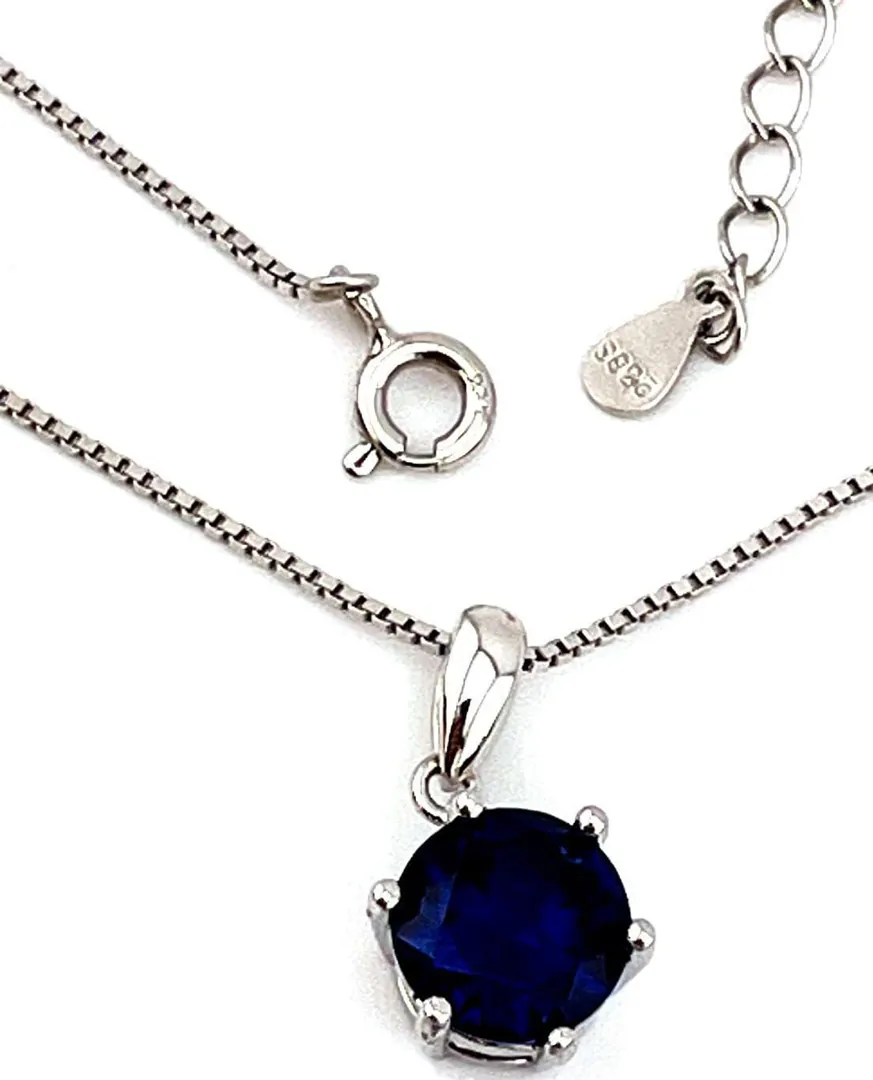 2 Carat Sapphire Pendant Necklace - Sapphire Necklace - Sapphire Jewelry September Birthstone Blue Sapphire Jewelry - Birthday Gift for Her