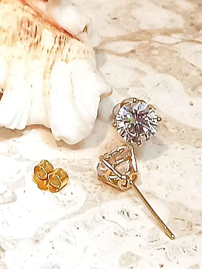 2 ct Solitaire Earrings Diamond Earrings Solitaire Diamond Stud Earrings Round Diamond Yellow Gold 18k Gold Stud Earrings Solitaire Studs