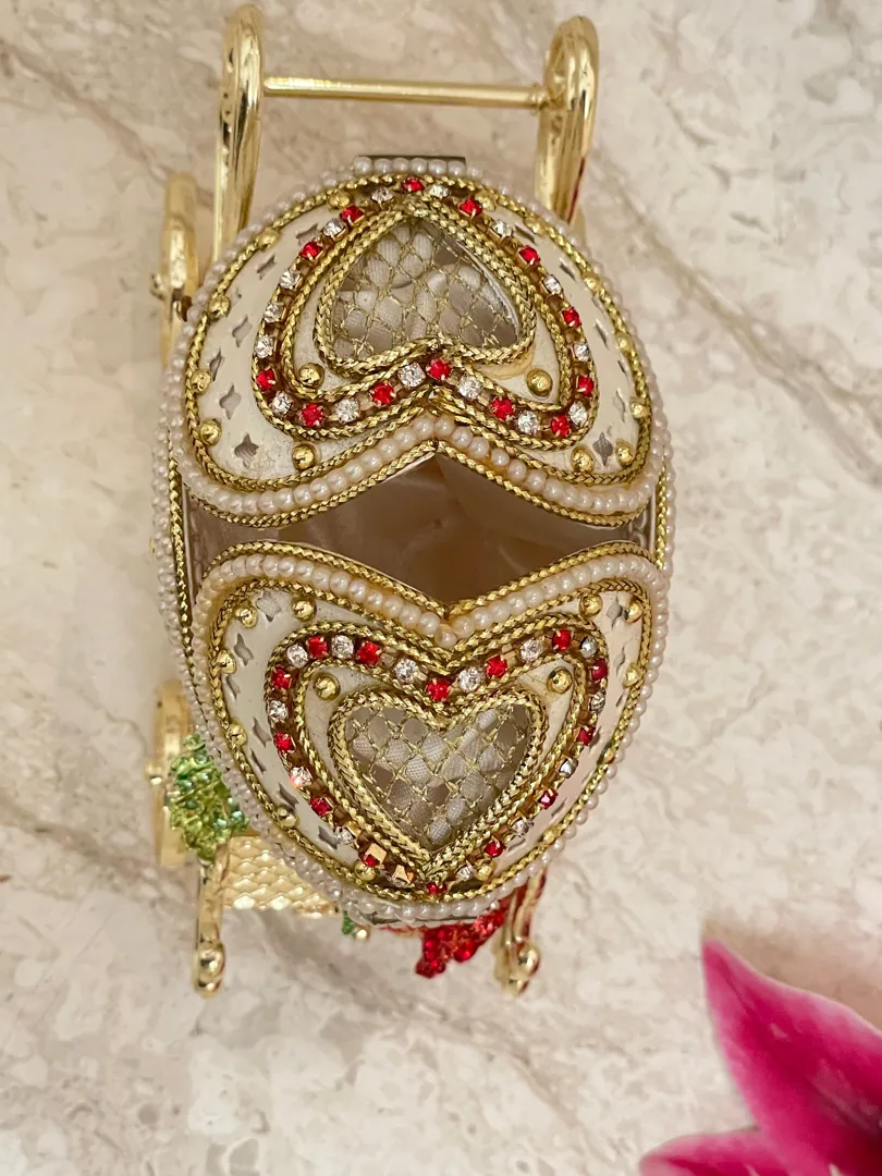 RUBY Faberge Egg Music Faberge Music Box HANDCARVED 24k Gold & Faberge Necklace Faberge Egg Style Gift for Her 35th Wedding Anniversary Gift