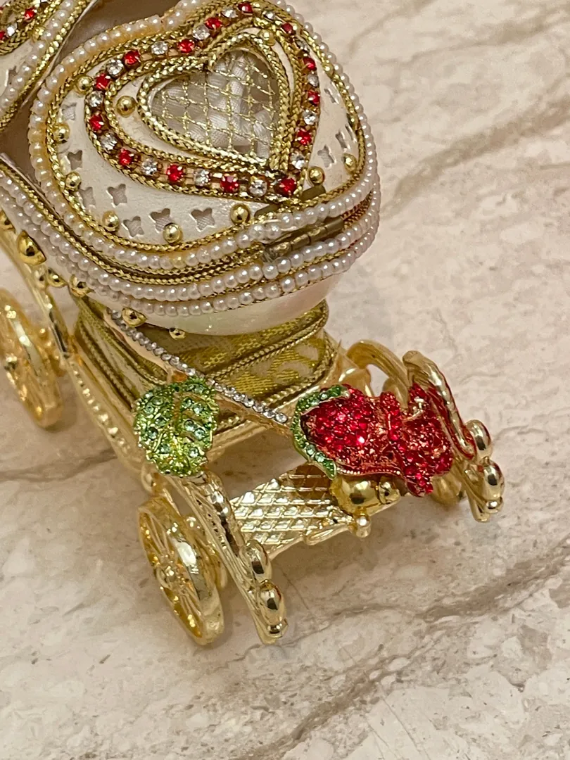 RUBY Faberge Egg Music Faberge Music Box HANDCARVED 24k Gold & Faberge Necklace Faberge Egg Style Gift for Her 35th Wedding Anniversary Gift