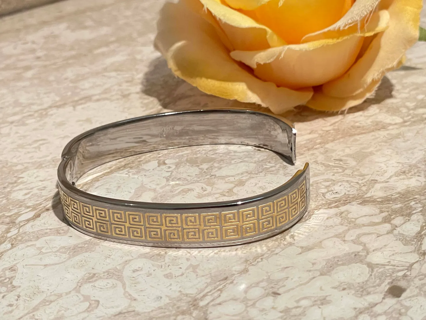 Handmade Silver Meander Bracelet / Greek Key Bangle / Greek Jewelry Meander Bracelet / Ancient Greek Key Bracelet / 24K Gold Gift for Her
