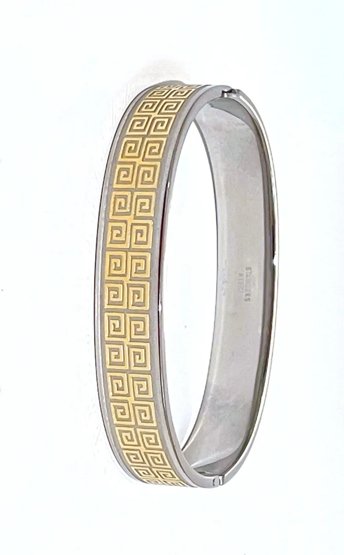 Handmade Silver Meander Bracelet / Greek Key Bangle / Greek Jewelry Meander Bracelet / Ancient Greek Key Bracelet / 24K Gold Gift for Her