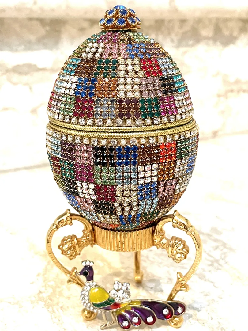 Pierre Lorren Peacock Faberge Egg style Fabergé egg Christmas Gift HANDCARVED NATURAL Faberge Egg Replica 30 Year Anniversary Gift for Her
